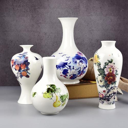 厂家批发陶瓷工艺品花瓶 瓷器图案家用中式礼品客厅骨瓷花瓶摆件